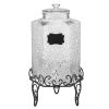 Beverage Dispenser, 2.5 Gallon Drink Dispensers for Parties, Glass Juice Dispenser with Metal Stand, Stainless Steel Spigot, Iced Tea Lemonade Juice