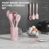 Silicone Cooking Utensils Set - 446°F Heat Resistant Kitchen Utensils, Spatula,Turner Tongs,Spoon,Whisk,Kitchen Utensil Gadgets Tools Set for Nonstic