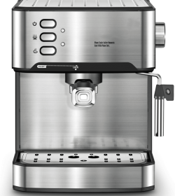 20Bar Home Coffee Maker-Semi-automatic coffee machine with milk frother, visual temperature and pressure display, 1350W power, 51mm powder hammer, co