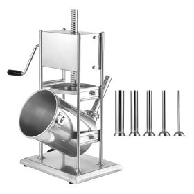 Manual Sausage Stuffer, 22 LBS / 10 L Vertical Meat Stuffer, Dual-Speed Sausage Casing Meat Filling Machine, Stainless Steel Heavy Duty Filler with 5