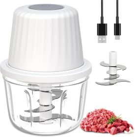 400ML Electric Garlic Chopper and Food Processor 1.5 Cup, 6 Blades Garlic Grinder Mini Vegetable Chopper, USB-C Rechargeable Portable Veggie Chopper,