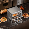Commercial Desktop Pizza Oven-2 pizza trays, 14-inch electric pizza oven with four knobs and double-layer countertop, pizza stone included. Features: