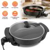 Dual-Flavor Electric Hot Pot 6L with Divider, 5 Temperature Control Non-Stick Shabu Shabu Pot, Complete Accessories Electric Cooker for Home Party Fa