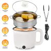 Electric Hot Pot with Steamer 1.8L Mini Portable Hot Pot with 300W 600W Dual Power for Egg Fried Rice Ramen Oatmeal Soup Overheat Protection for Coll