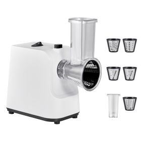 Electric Cheese Grater Salad Maker, 200W Salad Shooter, Electric Vegetable Slicer Shredder Chopper for Fruits with 5 Attachments, Stainless Steel Foo