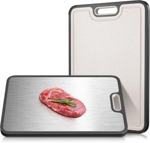 Double-sided titanium straw cutting board, 15 inches * 10 inches, kitchen cutting board, non-toxic cutting board, suitable for meat and vegetables, n