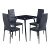4pcs Elegant Assembled Stripping Texture High Backrest Dining Chairs Black(Replace encoding: 13028198-18410366)