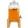 Beverage Dispenser, 1.5 Gallon Drink Dispensers for Parties, 2PC,Glass Juice Dispenser with Stand, Stainless Steel Spigot, Iced Tea Lemonade Juice Wa