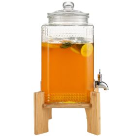 Beverage Dispenser, 1.5 Gallon Drink Dispensers for Parties, 2PC,Glass Juice Dispenser with Stand, Stainless Steel Spigot, Iced Tea Lemonade Juice Wa