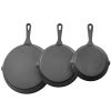 Cast Iron Skillet, 3-Piece Frying Pan Set (6, 8, 10 in), Heavy-Duty Skillets with Heat-Resistant Handle, Pre-Seasoned Chef's Pan, Kitchen Cookware, f