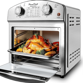 12.5 Quart 7-in-1 Convection Toaster Oven, 1500W, Stainless Steel, with 5 Pre-Set Menus – Roast, Bake, Slope, Grill, Broil, Toast, Dehydrate & Defros