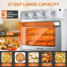 27.5QT 6-in-1 Air Fryer Toaster Oven Dropdown-Door 6-Slice Countertop Convection Oven for Air Frying, Baking, Roasting, Broiling & Grilling, 1600W, S