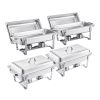 Chafing Dish Buffet Set, 8 Qt 4 Pack, Stainless Steel Chafer with 4 Full Size Pans, Rectangle Catering Warmer Server with Lid Water Pan Stand Fuel Ho