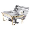 Chafing Dish Buffet Set, 4 Qt 2 Pack, Stainless Steel Chafer with 4 Half Size Pans, Rectangle Catering Warmer Server with Glass Lid Water Pan Folding
