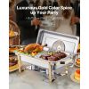 Chafing Dish Buffet Set, 4 Qt 2 Pack, Stainless Steel Chafer with 4 Half Size Pans, Rectangle Catering Warmer Server with Glass Lid Water Pan Folding