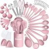 Silicone Cooking Kitchen Utensil Set, 43 Pcs Pink Cooking Utensils Set, Turner, Tongs, Spoon, Spatula, Kitchen Gadgets Tools Set For Nonstick Cookwar