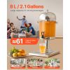 Beverage Dispenser, 2.1 Gallon Drink Dispenser for Parties, Stainless Steel + Plastic Juice Dispensers with Spigot Ice Chamber Tray, Iced Tea Lemonad