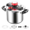 Pressure Cooker, 8Qt Pressure Cooker Stainless Steel, Pressures Canner with Steaming Rack, Tempered Glass Lid, Three Pressures Settings for Meat, Bea