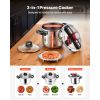 Pressure Cooker, 8Qt Pressure Cooker Stainless Steel, Pressures Canner with Steaming Rack, Tempered Glass Lid, Three Pressures Settings for Meat, Bea