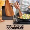 Six-piece wooden cooking spoon set – heat-resistant, smooth teak wood for a comfortable grip – lightweight and durable – easy to clean and perfect fo