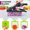 Vegetable Chopper Dicer with Container | Cheese Grater Mandoline Slicer Cabbage Shredder French Fry Cutter Stainless Steel for Veggie Onion Potato Fr
