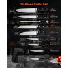Kitchen Knife Set with Block and Sharpener, 15 Piece High Carbon Stainless Steel Sharp Knife Set, Kitchen Cutlery with Crack-Resistant Handle, Sharpe