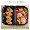 Electric Hot Pot with Grill 2-in-1 Hot Pot and Frying Pan Portable Non-Stick Pot and Griddle Electric Cooker Pot with Glass Lid Fast Heating for 1-2