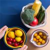 6pcs Household Drain Basket Set; Plastic Double Layered Kitchen Food Strainer Fruits Vegetable Washing Basket; Stackable Drain Bowls For Cleaning Was