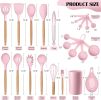 Kitchen Cooking Utensils Set, 23-Piece Silicone Kitchen Utensils Spatula Set with Holder, Heat Resistant Wooden Handle Kitchen Gadget for Nonstick Co