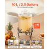 Beverage Dispenser, 2.5 Gallon Drink Dispensers for Parties, Glass Juice Dispenser with Metal Stand, Stainless Steel Spigot, Iced Tea Lemonade Juice