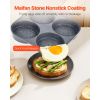 Egg Pan, 4-Cup Nonstick Egg Frying Pan, Aluminum Breakfast Omelette Skillet for Pancakes, Hamburgers, Sandwiches, with Lid, Oil Brush, Scraper, Compa