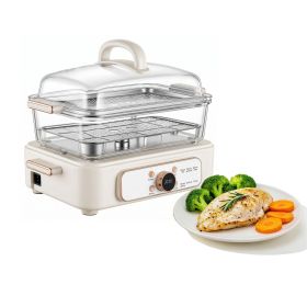 Electric Food Steamer 6.3 QT Glass with 2-Tier Stainless Steel Trays, 1200W Vegetable Steamer for Cooking, 1-3 Servings, Pre-Programmed Settings, Del