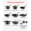 19 Piece Pots and Pans Set, Granite Nonstick Cookware Set, Induction Cookwares, Kitchen RV Cooking Sets with Frying, Sauce, Saute, Tempered Glass Lid