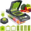 Vegetable Chopper Dicer with Container | Cheese Grater Mandoline Slicer Cabbage Shredder French Fry Cutter Stainless Steel for Veggie Onion Potato Fr