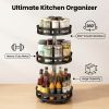 3-Tier Rotating Spice Rack Organizer – Carbon Steel 360° Metal Turntable, Multifunctional Kitchen Seasoning & Condiment Storage Rack, Space-Saving Co
