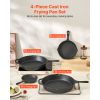 Cast Iron Skillet, 4-Piece Frying Pan Set (6, 8, 10, 12 in), Skillets with Heat-Resistant Silicone Handle, Pre-Seasoned Chef's Pan, Kitchen Cookware,