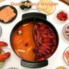Dual-Flavor Electric Hot Pot 6L with Divider, 5 Temperature Control Non-Stick Shabu Shabu Pot, Complete Accessories Electric Cooker for Home Party Fa