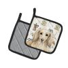 Longhaired Cream Dachshund Coffee Bar Pair of Pot Holders Pair 7.5x7.5 Quilted Insulated Hot Pads Decorative Kitchen Gift Made in USA
