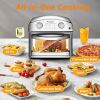 Stainless Steel 12-Liter Air Fryer, Dual Knob Control, 450°F Temperature Range, 60-Min Timer, Presets for French Fries, Pizza, Chicken, Fish, and Toa