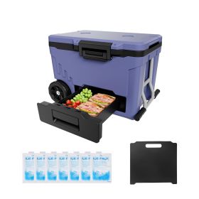 Hard Cooler, 45QT Portable Rolling Cooler with Wheels, Leak-Resistant Coolbox Keeps Contents Cool for 48 Hours, Ice Retention Insulated Chests, Ultra
