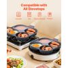 Egg Pan, 4-Cup Nonstick Egg Frying Pan, Aluminum Breakfast Omelette Skillet for Pancakes, Hamburgers, Sandwiches, with Lid, Oil Brush, Scraper, Compa