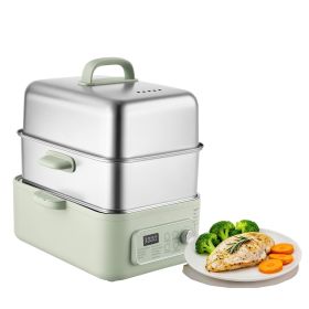 Electric Food Steamer 13.7 QT 2-Tier Stainless Steel for 3-6 Servings, 1500W Vegetable & Meal Steamer for Cooking with 9 Pre-Programmed Settings, Kee