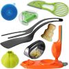 Kitchen Accessories Set (8-Piece) - Premium Cooking Utensils & Gadgets with Bamboo Dish Brush, Avocado Slicer, Garlic Press, Peeler, Tongs & Dumpling