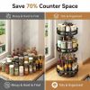 3-Tier Rotating Spice Rack Organizer – Carbon Steel 360° Metal Turntable, Multifunctional Kitchen Seasoning & Condiment Storage Rack, Space-Saving Co