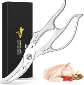 Heavy Duty Poultry Shears, Kitchen Shears with Non-Slip Handle & Safety Lock, All Purpose Kitchen Scissors for Chicken, Meat Cutting, Turkey, Fish, V