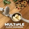 High quality garlic press with soft easy squeeze ergonomic handle, sturdy design extracts more cloves per clove, garlic crusher for nuts and seeds, p