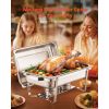 Chafing Dish Buffet Set, 8 Qt 4 Pack, Stainless Steel Chafer with 4 Full Size Pans, Rectangle Catering Warmer Server with Lid Water Pan Stand Fuel Ho