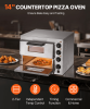 Commercial Desktop Pizza Oven-2 pizza trays, 14-inch electric pizza oven with four knobs and double-layer countertop, pizza stone included. Features:
