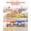 Rectangle Chafing Dish, 9 Qt 2 Pack Stainless Steel Chafing Dish, Food Warmer Chafer Complete Set with Hollow Handle, 1 Food Tongs, Lid, Fuel Holder,