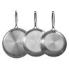Tri-Ply Stainless Steel Frying Pan, 3 Pcs Set (8, 10, 12 in), Cooking Skillet with Heat-Resistant Handle, Chef's Kitchen Cookware, Oven, Gas, Electri